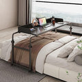 Furist Overbed Table with 360° Wheels, Queen Size Mobile Bed Desk, Recliner Table Over Bed Table Adjustable Height and Length Overbed Table with Heavy Duty Metal Leg for Hospital and Home use by FuristTec