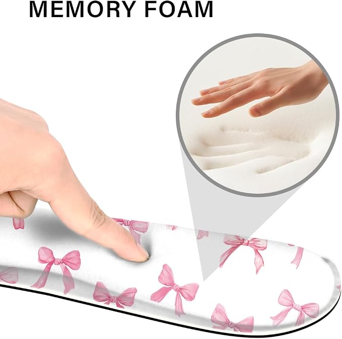 Desk Pad and Keyboard Wrist Rest, Large Mouse Pad + Keyboard Pad+Mouse Wrist Support, Non-Slip Desk Mat Protector for Office, Home 31.5×11.8 Inches Pink Bow - Image 3