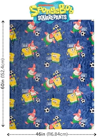 Franco Spongebob Squarepants Kids Sports Soccer Throw Blanket, 46 in x 60 in, Soft Cozy Decorative Blanket for Couch or Sporting Events, (Officially Licensed Product) - Image 5