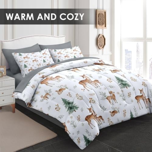 Pamnest Twin Comforter Set with Sheets, 5 Pieces Woodland Forest Bedding - Image 2