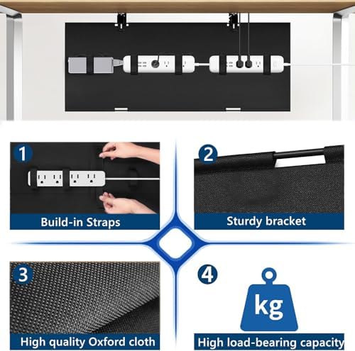 No Drill Under Desk Cable Management Tray, 28" Fabric Cord Hider for Wire Organizer, Clamp/Screw Mount Desk Cable Management, Cable Raceways Tray Cord Hiders for Office/Home - Image 5