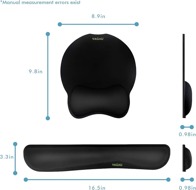 VAGAU Premium Keyboard Wrist Rest and Mouse Pad Wrist Support for 2 Pack | Ergonomic Memory Foam Set for Office, Laptop, Mac, Computer and Gaming, Comfortable Typing &Wrist Pain Relief - Image 7