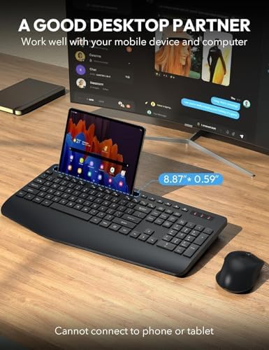 SABLUTE Wireless Keyboard and Mouse Combo, Full Size, Ergonomic Wrist Rest - Image 3
