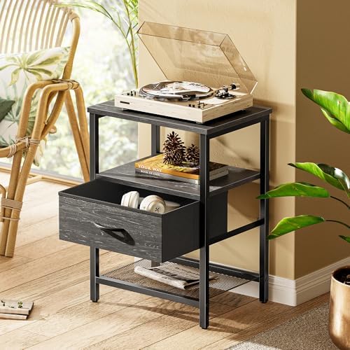 Huuger Nightstand Set of 2, Night Stand with Fabric Drawer, Mesh Shelf - Image 2