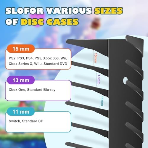 Video Game Storage Wall Mount - 8PCS Heavy-Duty Metal Game Case Holder Media Storage Shelves for PS, Xbox, DVD, Switch Game Organizer Display Stand, Holds up to 152 - Image 3