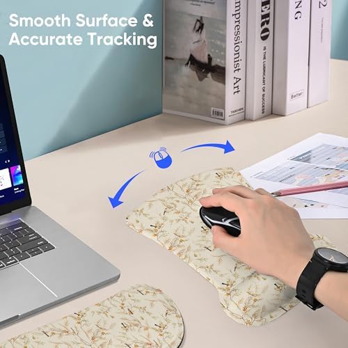 RICHEN Mouse Pad and Keyboard Wrist Rest, 3-in-1 Computer Mousepad and Coaster Set, Non-Slip Keyboard Wrist Rest and Mouse Pad Set Ergonomic Design (FKMWR-65) - Image 5
