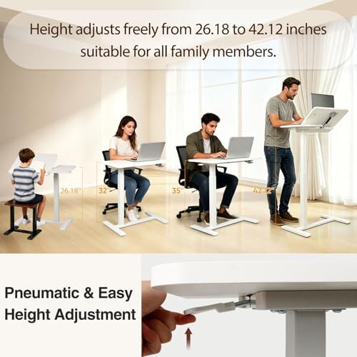 Adjustable Overbed Table with Wheels, Rolling Laptop Table for Bed & Sofa - Image 3