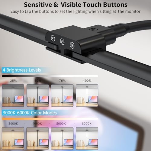 LED Desk Lamp Double Light: 1200LM Desk Light Base for Home Office, Black - Image 5