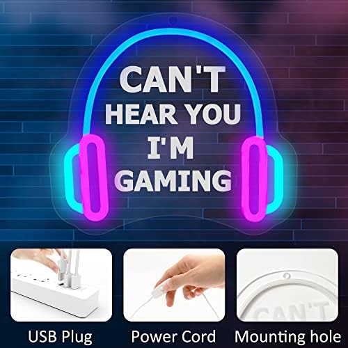 YuanDian Gamer Neon Sign, Can't Hear You I'm Gaming LED Neon Lights for Game Room Wall Decor, Gift Ideas for Boys Gamers Nephew Men Teen Son Grandson - Image 4
