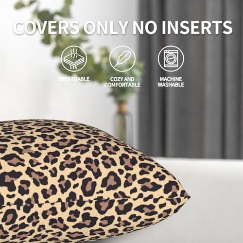 Cute Cheetah Print Pillowcase Set of 2 Brown Leopard Throw Pillow Covers Shells for Couch Office Bedroom Home Decoration, 16"X16" - Image 4