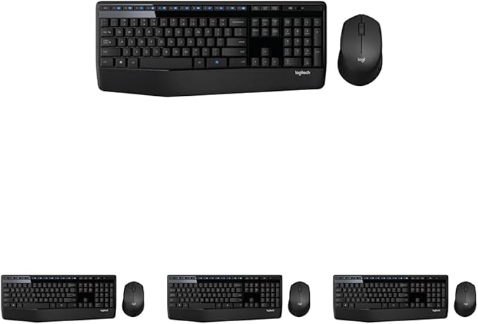 Logitech MK345 Wireless Keyboard and Mouse Combo | Palm Rest | 2.4 GHz | USB Receiver | Black by Unknown