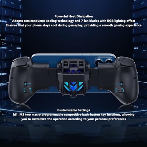 Heayzoki Mobile Gaming Controller, BT Mobile Game Controller, Cooling Telescopic Gamepad, 7 Fan Blades with RGB Light Effects, for Android, for IOS, for - Image 3