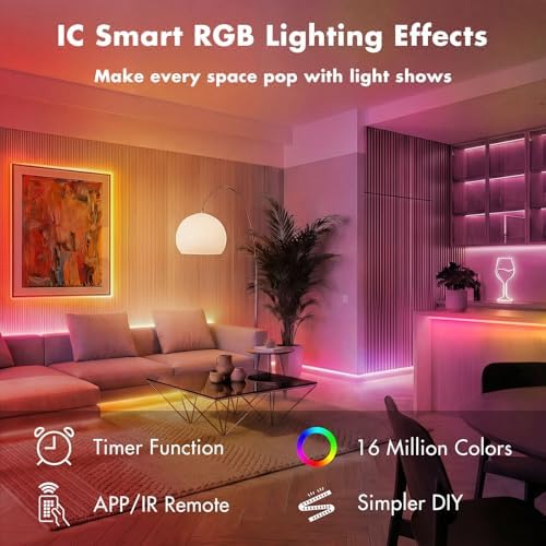 LED Lights for Bedroom, 130FT IC RGB LED Strip Lights, Smart Control - Image 4