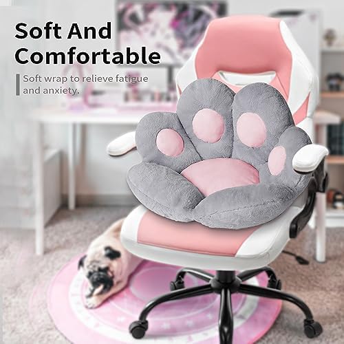 Ditucu Cat Paw Cushion Kawaii Chair Cushions 27.5 x 23.6 inch Cute Stuff Seat Pad Comfy Lazy Sofa Office Floor Pillow for Gaming Chairs Room Decor Grey - Image 2