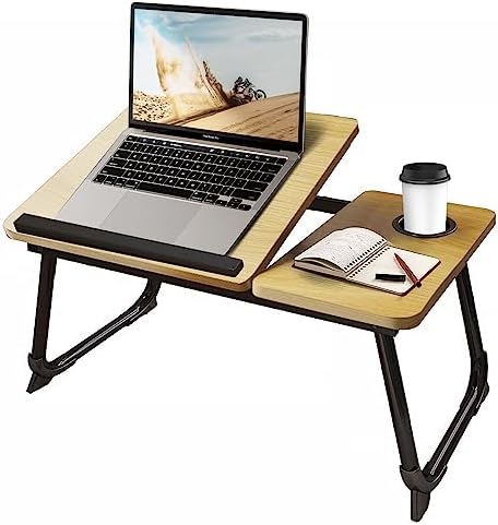CloudTrip Laptop Desk for Bed or Couch, Lap Desk, Woking in Bed Desk, Home office Desks, Breakfast Tray, Desk with Cup Holder, Watching Movies in Bed, laptop stand for bed, Fordable Legs Desk (Walnut) by CloudTrip