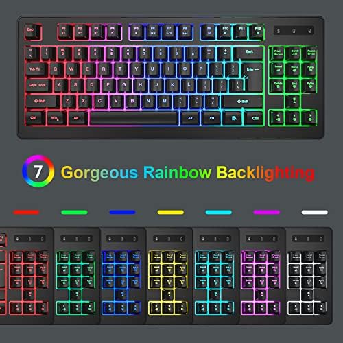 BlueFinger Wireless Keyboard and Mouse Combo, Long Lasting Rechargeable Battery 87 Keys RGB Rainbow Backlit Gaming Keyboard & Ergonomic Light Up Gaming Mouse for Mac Laptop Computer PC Gamer - Image 2