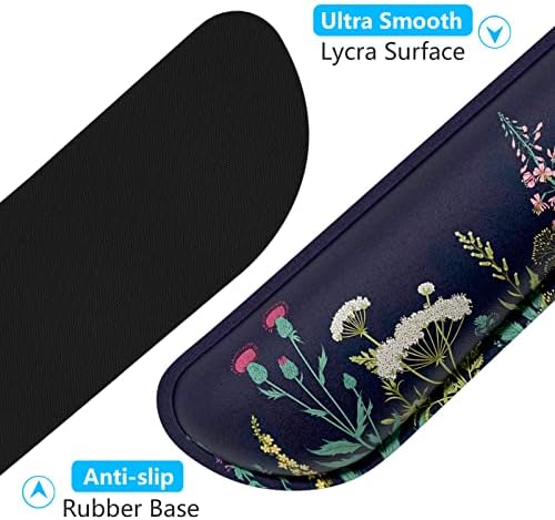 Dapesuom Enlarge Keyboard Wrist Rest, Memory Foam Wrist Cushion for Desk Mat Support, Cute Pain Relief Keyboard Mouse Pad Rests Set with Non-Slip Base for Gaming Laptop Office Computer, Elegant Flower - Image 4