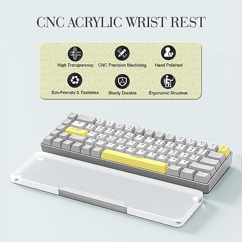 Acrylic Keyboard Wrist Rest -80% TKL Mechanical Keyboard- CNC Aluminum Alloy Customized Logo Desk Wrist Support for Computer Keyboard,Anti-Slip Base,Wrist Pad for Office & Home,Silver - Image 2