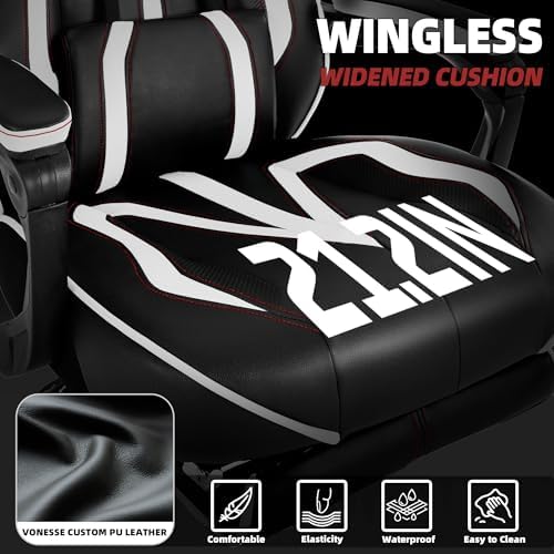 Vonesse Gaming Chair with Footrest,Reclining Computer Gaming Chair for Adults,Big and Tall Gamer Chair with Massage,Ergonomic High Back (White/Black) - Image 5