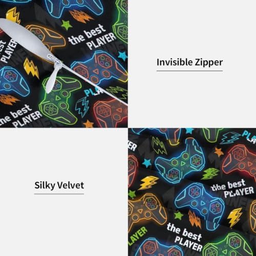 Perinsto Gamer Gaming Throw Pillow Covers Set of 2 Colorful Game Gamepads Decorative Pillowcases Soft Cushion Covers for Sofa Couch Bed Home Decor, 22"X22" - Image 3