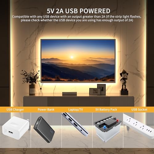 PAUTIX 5V USB CCT Tunable COB LED Strip Lights 6.56ft/2m,1280LEDs 1200lm 2700K-6500K Dimmable CRI85+ with RF Remote TV Backlight,Flexible Under Cabinet Tape Light for Bedroom,Kitchen,Home DIY Lighting - Image 6