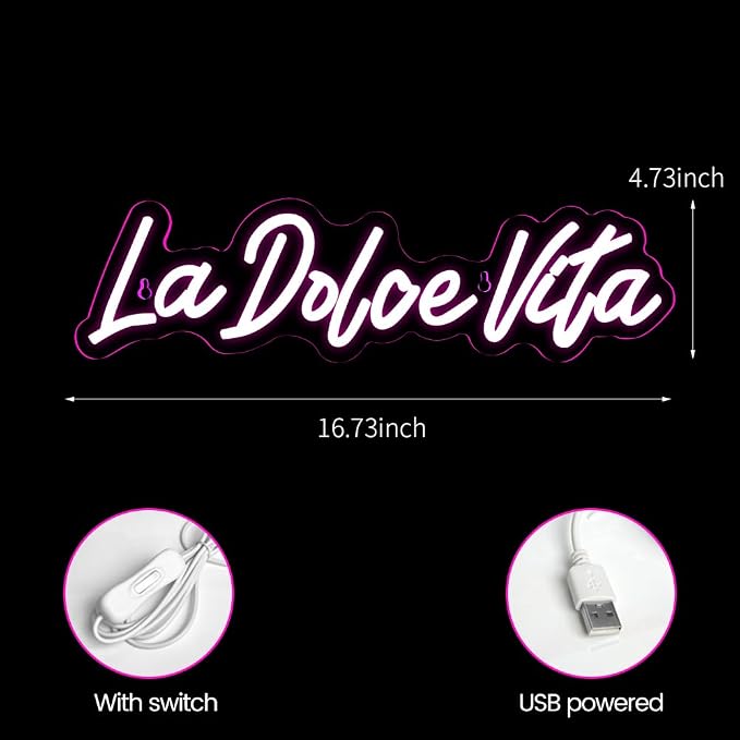 La Dolce Vita Neon Signs for Wall Decor Personalised Neon Lights Sign for Wedding Party Birthday Gift Neon Signs, Beautiful LED Neon Lights for Home Decor Girls Room - Image 4