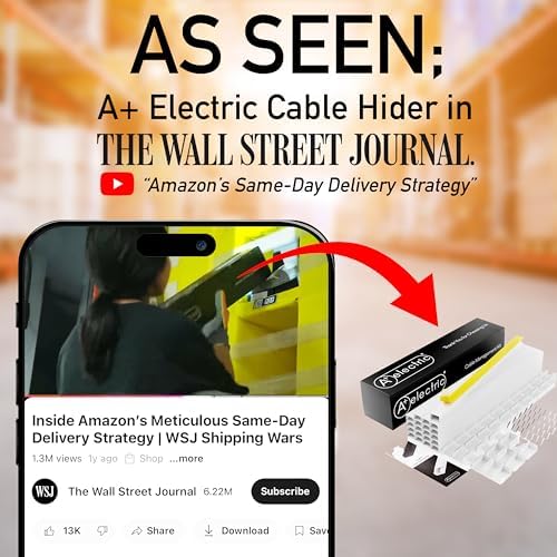 A+ ELECTRIC Cord Cover Full Kit, 26ft/315in Self-Adhesive Cable Raceway, 20 Snap-On Channels, Wire Hider for TV, HDMI & Speaker Cables, Includes Connectors & Corners, Paintable Cable Management, White - Image 3