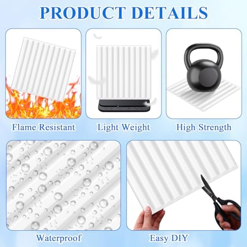 Nuanchu 32 Pcs 3D Wall Panels, 12"x12" PVC Fluted Tiles, White - Image 3