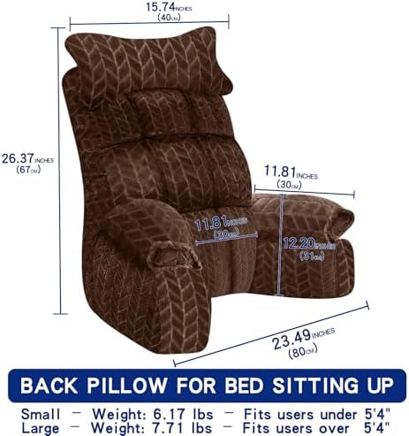 YDCEULARDOH Reading Pillow for Bed Adult – Large Bed Pillow with Arms, Supportive Back Pillow for Sitting Up in Bed for Reading, Watching TV, or Gaming - Image 6