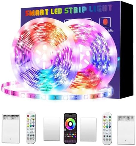 2x16.4Ft (32.8Ft) Battery Powered Led Strip Lights Two Sets of Strip Light by KIKO