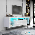 Gitua 63 in Floating TV Stand Wall Mounted, High Gloss LED Floating Entertainment Center with Storage&Adjustable Glass Shelf, TV Stand for TVs up to 75 Inch, Gaming Media Center Console Table, White by GituaFurniture