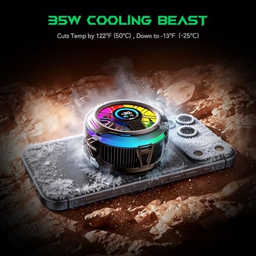 Black Shark Magnetic Phone Cooler 6 Pro – Smart Display, Magnetic Ring Plate, Addressable RGB LEDs, App-Controlled Cooling Fan for iPhone MagSafe, Android & iPad – Gaming, Streaming & Photography - Image 3