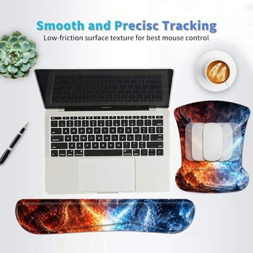 3-in-1 Ergonomic Memory Foam Keyboard Wrist Rest Pad Set, Fire Ice Dragon - Image 6