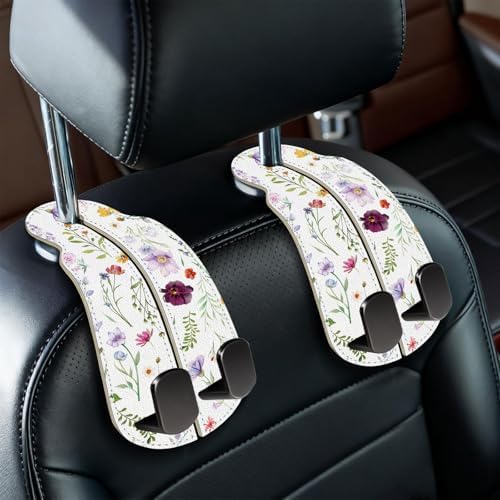 Blusabaca 2PCS Car Seat Headrest Hooks, Purses Bags Holder, Flowers Floral by Blusabaca