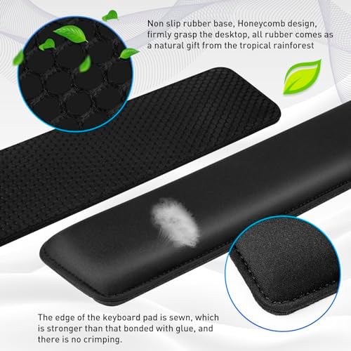 Yolanda Keyboard Wrist Rest/Pad - Cooling Gel - Stitched Edges - Keyboard Accessory,Ergonomic,Black - Image 3