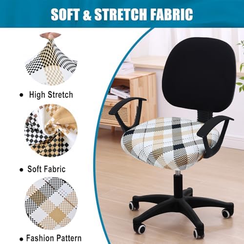 Smiry Stretch Printed Office Computer Desk Chair Seat Covers | Stretch Fit, Soft Fabric Universal Rotating Chair Cover, Washable Removable, Anti-Dust Seat Cushion Protector - Image 6