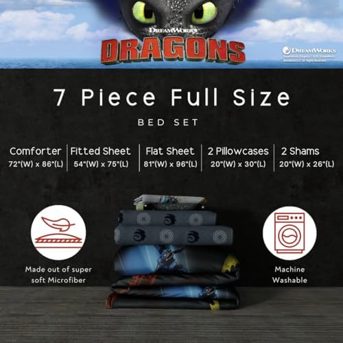 How to Train Your Dragon Kids Bedding Super Soft & Cozy Reversible Microfiber Comforter and Sheet Set with Sham, 7 Piece Full Size, (Officially Licensed Product) By Franco - Image 3