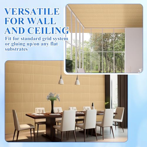 Nuanchu 60 Pcs 3D Wall Panels, 12"x12" PVC Fluted Tiles, Natural Oak - Image 6