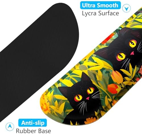 Dapesuom Enlarge Keyboard Wrist Rest, Memory Foam Wrist Cushion for Desk Mats Support, Cute Typing Pain Relief Keyboard Mouse Pad Rests Set with Non-Slip Base for Gaming Laptop Computer, Black Cats - Image 5