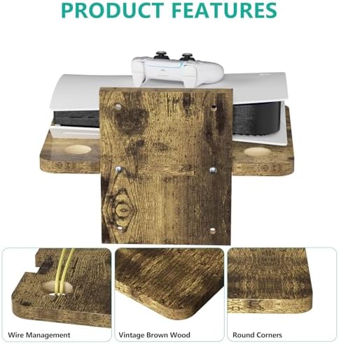 WALI Floating TV Shelf, 1 Tier Projector Shelf for DVD Player, Routers, Game Console, Cable Boxes, Living Room Decor Accessories, Wall Mount Shelves Holds Up to 22lbs(CS201NC), 1-Shelf, Vintage Brown - Image 4