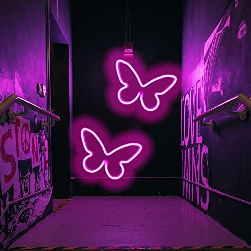 2 Pieces Butterfly Neon Sign USB/Battery Powered LED Light for Wall Decor - Image 6
