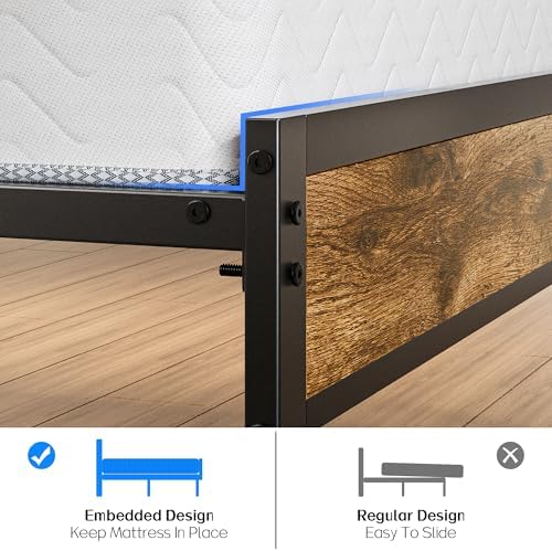 Liians Twin Bed Frame with Storage Headboard USB Charging Station, Smart LED Lights, Metal Platform Bed Easy Assembly, No Box Spring Needed - Image 6