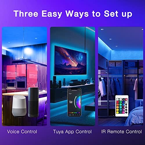 DAYBETTER Smart WiFi Led Lights, Tuya App Controlled, Work with Alexa and Google Assistant, Timer Schedule, RGB Strip Color Changing Décor for Bedroom Party Kitchen, 50ft - Image 5
