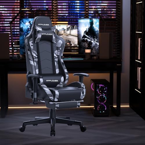 GTPLAYER Gaming Chair with Footrest Speakers Video Game Chair Bluetooth Music Heavy Duty Ergonomic Computer Office Desk Chair - Image 2