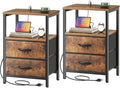 Huuger Nightstands Set of 2, End Tables with Charging Station, Side Table by Huuger