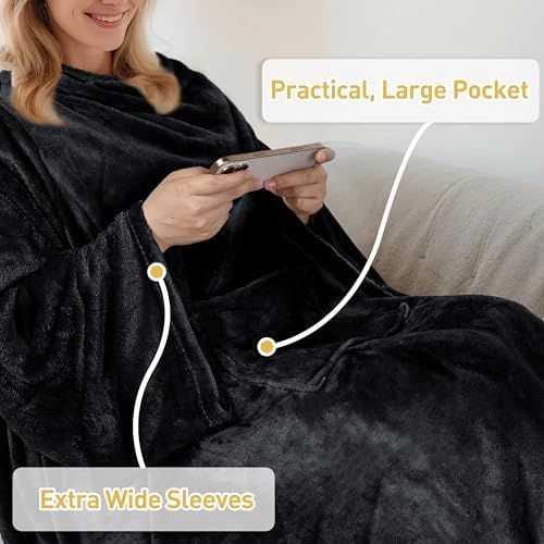 Catalonia Wearable Blanket with Sleeves for Women & Men, Fleece Wrap Throw - Image 4