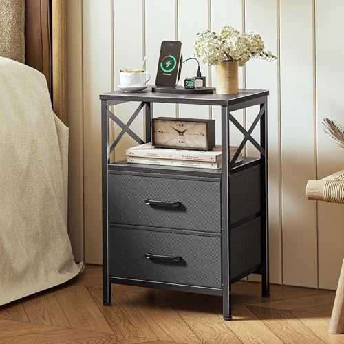 Huuger Night Stand with Charger Station, USB-C Port, End Table - Image 2