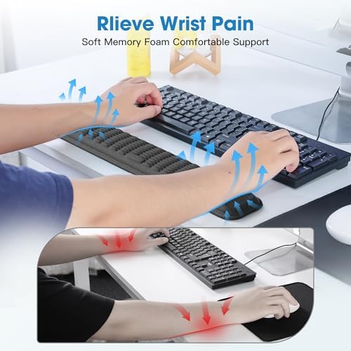 MEKASS Keyboard Wrist Rest, Soft Memory Foam Wrist Support, Keyboard Hand Rest Pad for Wrist Pain Relief, Keyboard Wrist Guard for Long Hours of Work, Gaming, Studying（Classic Black） - Image 2
