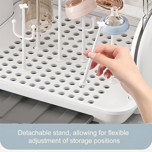 Baby Bottle Drying Rack Storage with 3 Bottle Brush Set (Blue) - Image 4