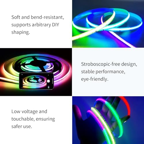 COB RGB Smart IC Strip Lights 20FT/6M UL-Color Flowing Strip Light - Image 5